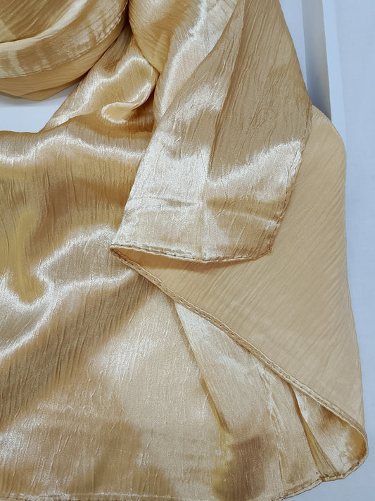 CHAMPAGNE GLEAM -Beige Textured crinkle silk