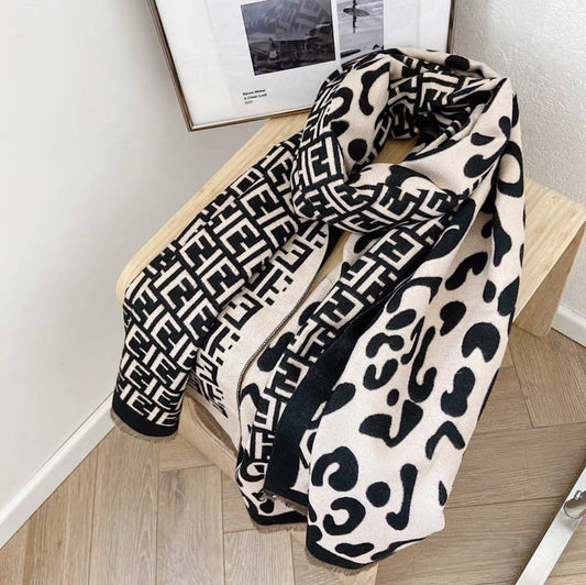 REVERSIBLE CASHMERE WOOL SHAWL