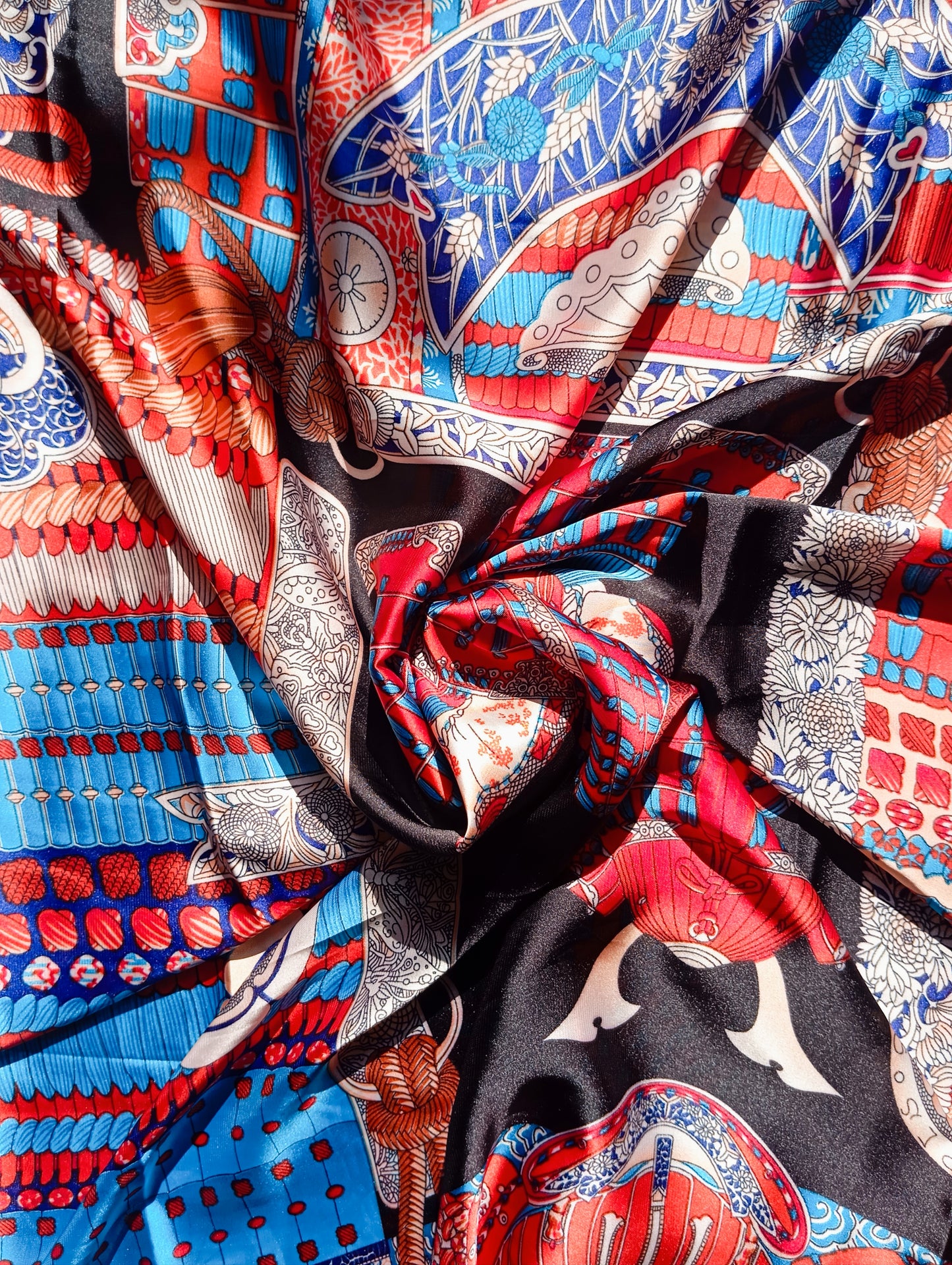 RUBY SCROLL -printed satin silk