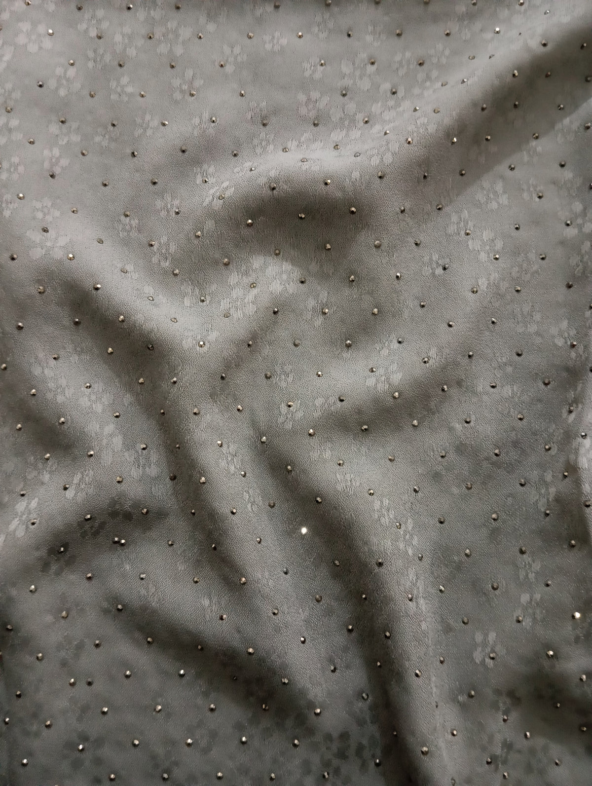 Dove Grey -Bejewelled Silk