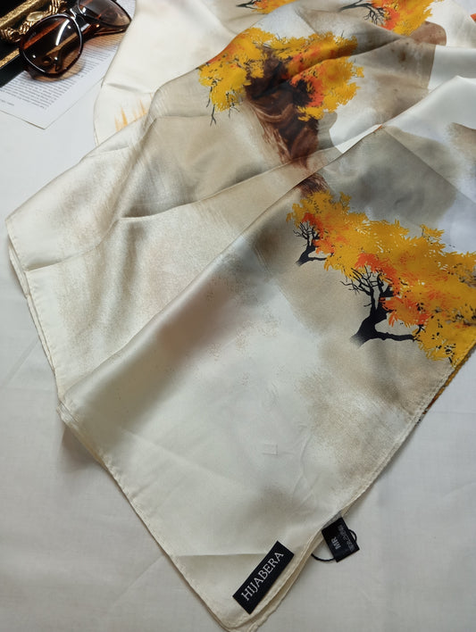 AUTUMN MUSE -printed satin silk