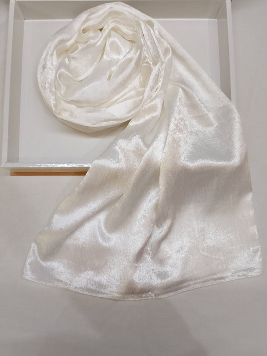PEARL GLEAM - White Textured crinkle silk
