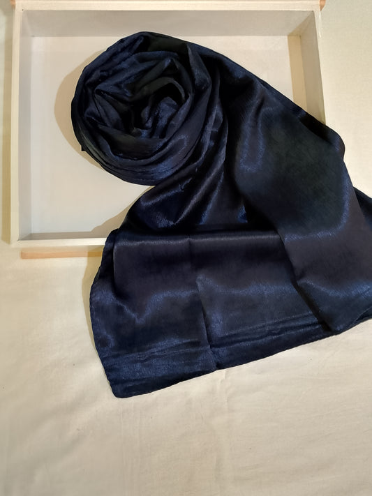 SAPPHIRE GLEAM - Blue Textured crinkle silk