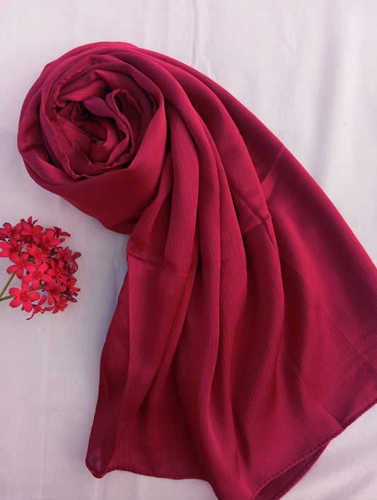 CRIMSON GLOW - Red matte crinkle silk