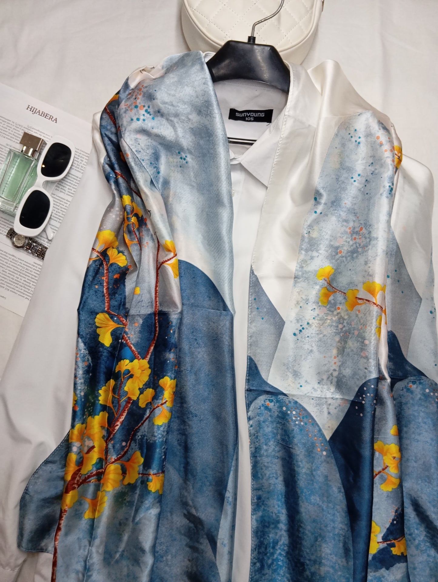 AZURE SONATA -printed satin silk