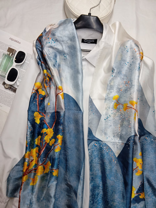 AZURE SONATA -printed satin silk