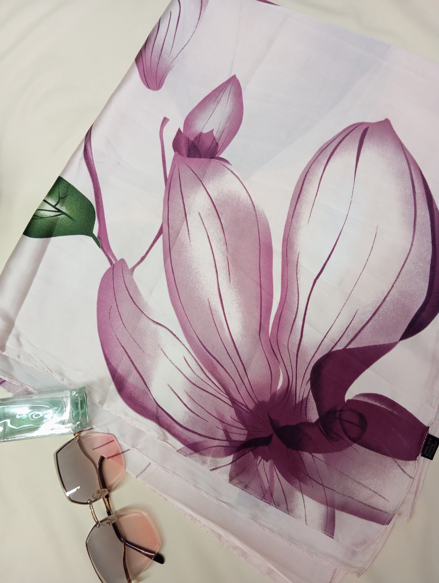 ORCHID MIST -printed satin silk