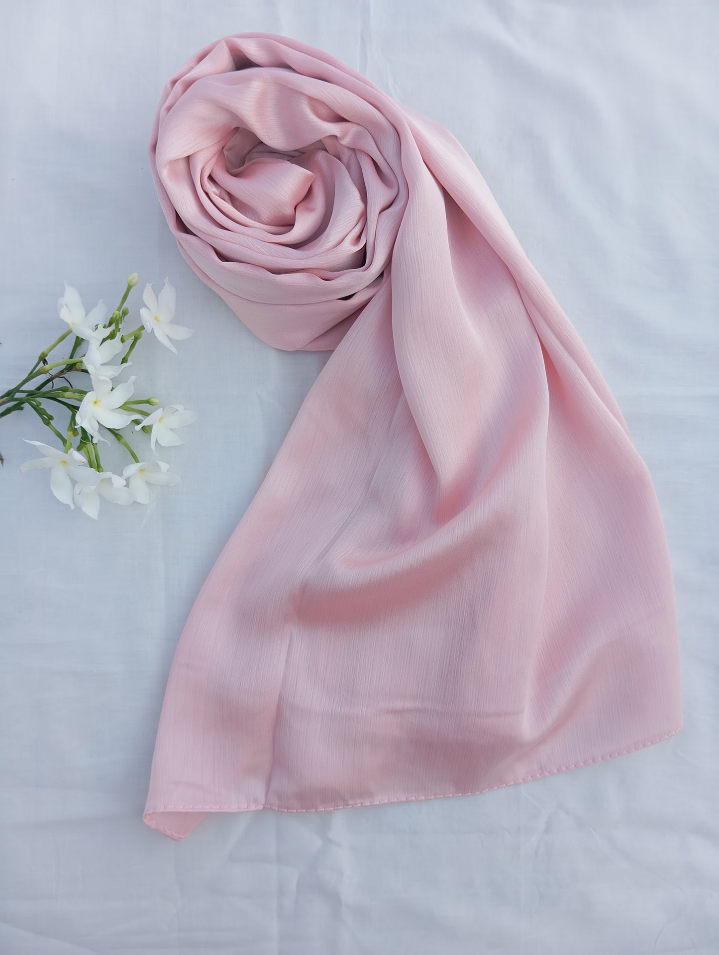 BLUSH ROSE - Pink matte crinkle silk