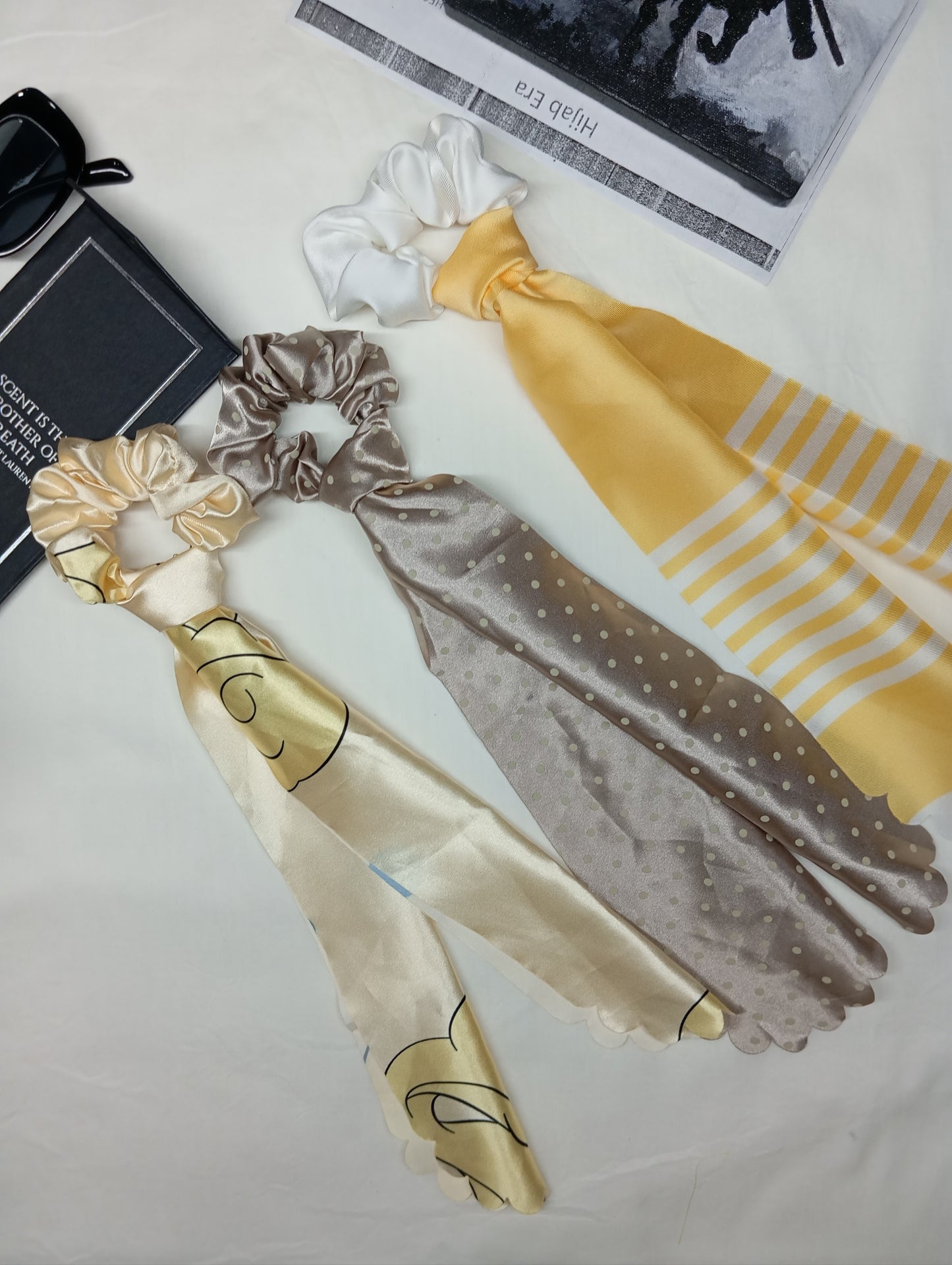 Ribbon Luxe -long tail scrunchies