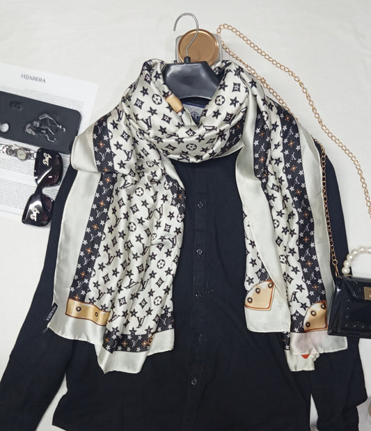 LUXE MONOGRAM -printed satin silk