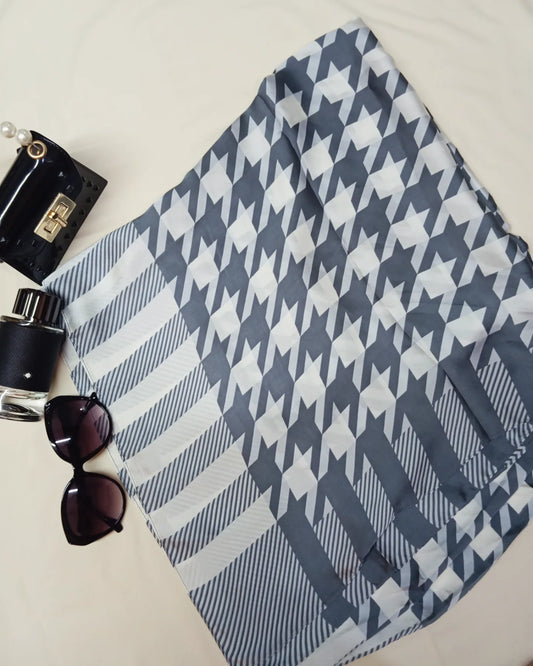 MONOCHROME BLEND -printed satin silk