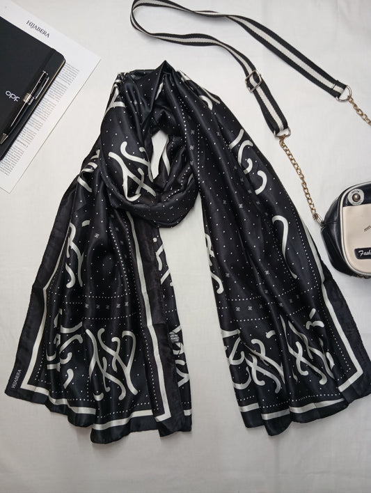 CELESTE NOIR -printed satin silk