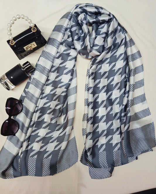 MONOCHROME BLEND -printed satin silk