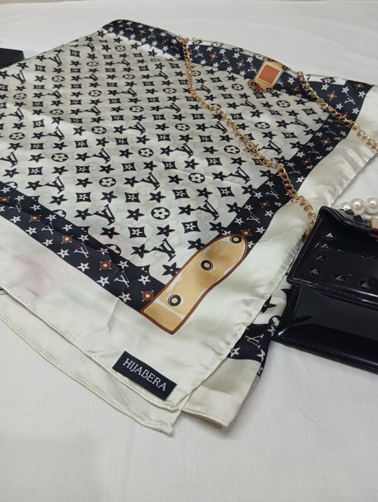 LUXE MONOGRAM -printed satin silk