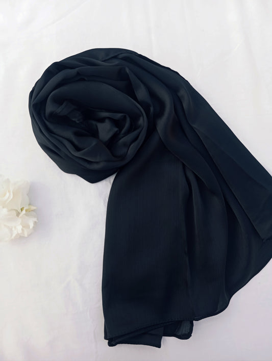 NOIR CLASSIC - Black matte crinkle silk