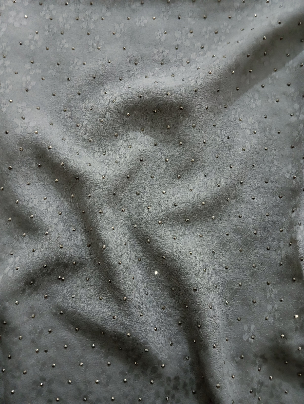 Steel Grey -Bejewelled Silk