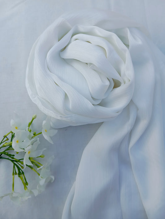 IVORY PEARL - White matte crinkle silk