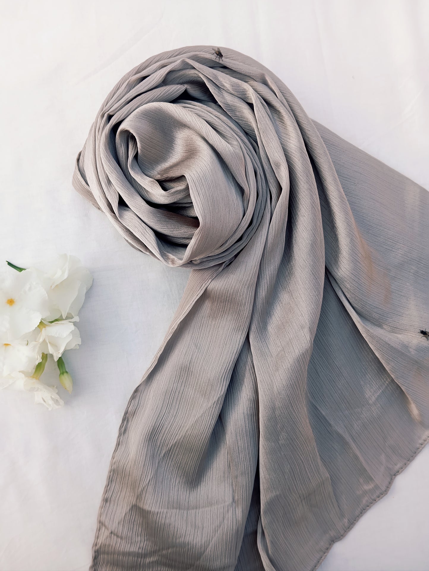 DOVE HAZE -matte crinkle silk