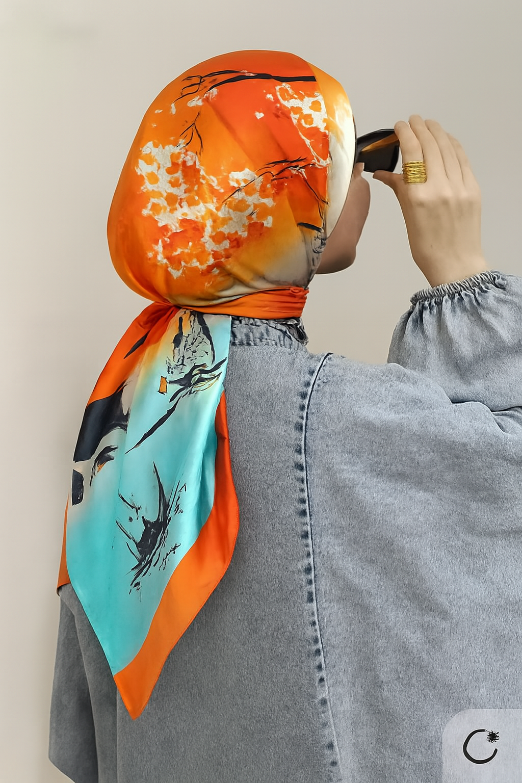 TROPICAL DUSK -printed satin silk