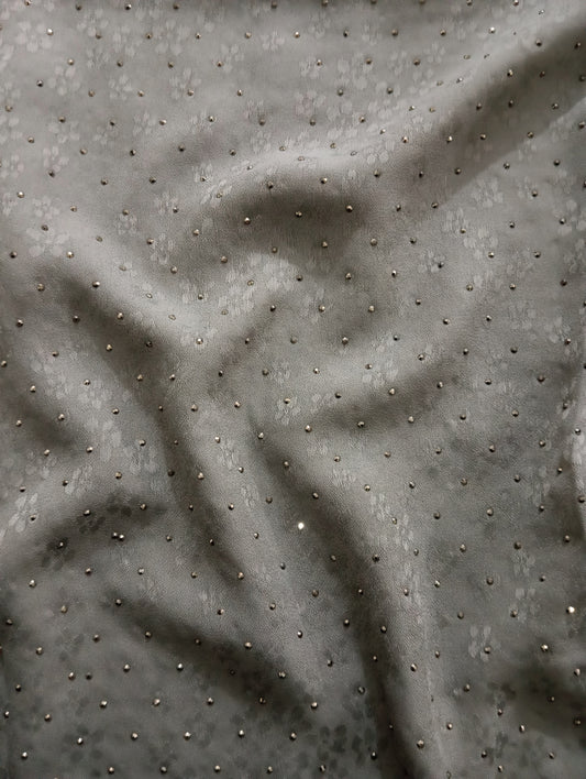 Dove Grey -Bejewelled Silk
