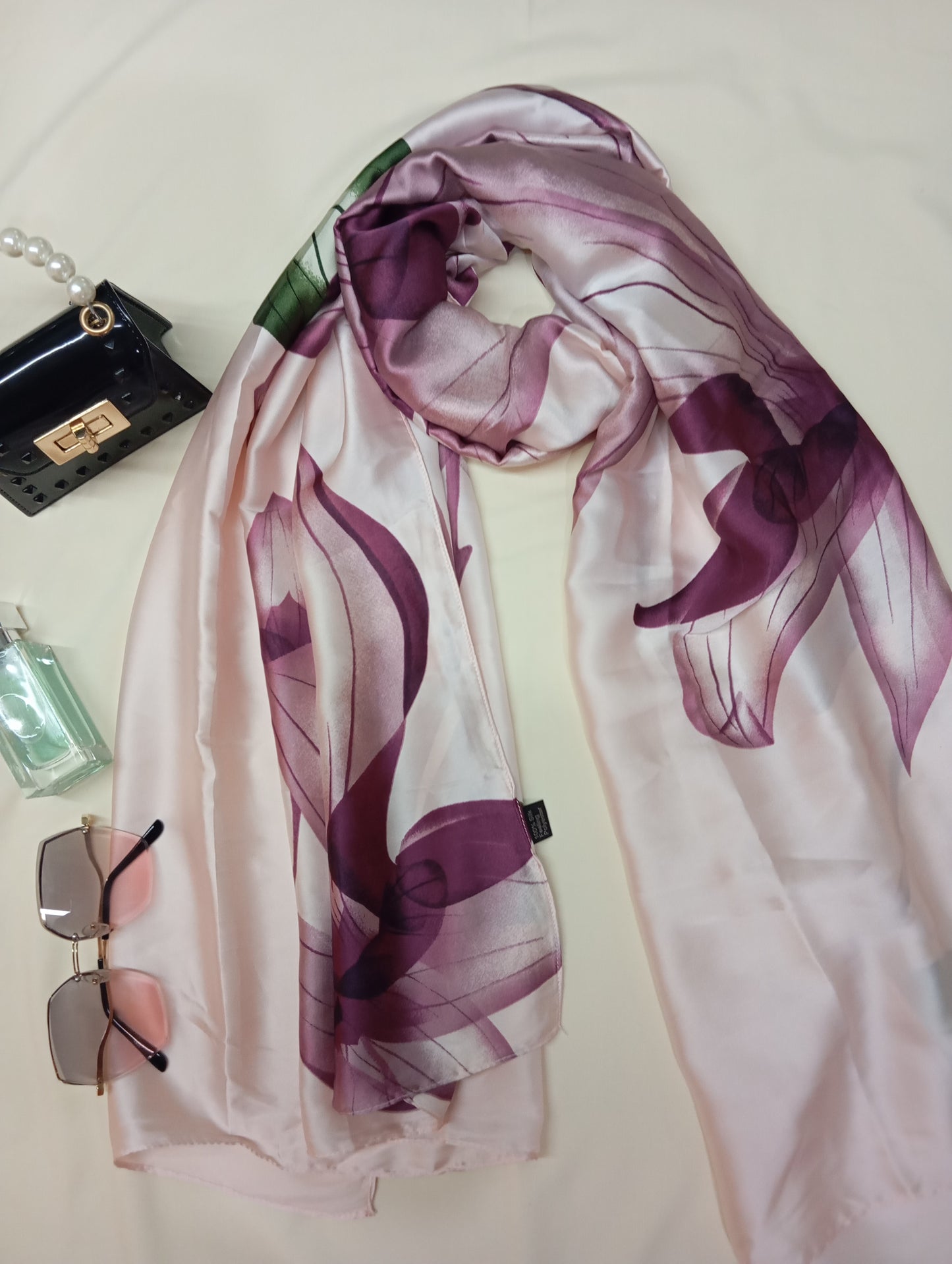 ORCHID MIST -printed satin silk