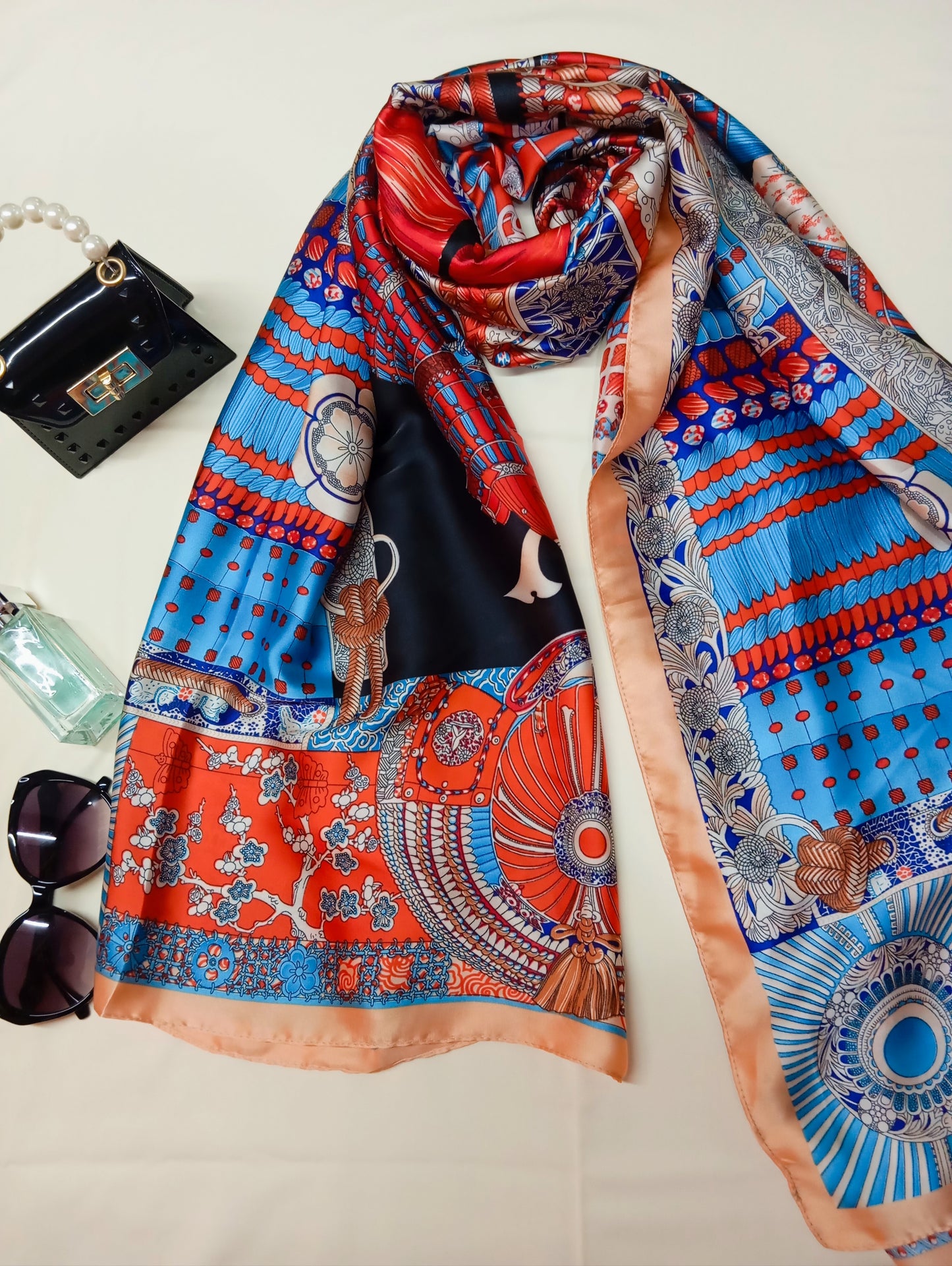 RUBY SCROLL -printed satin silk