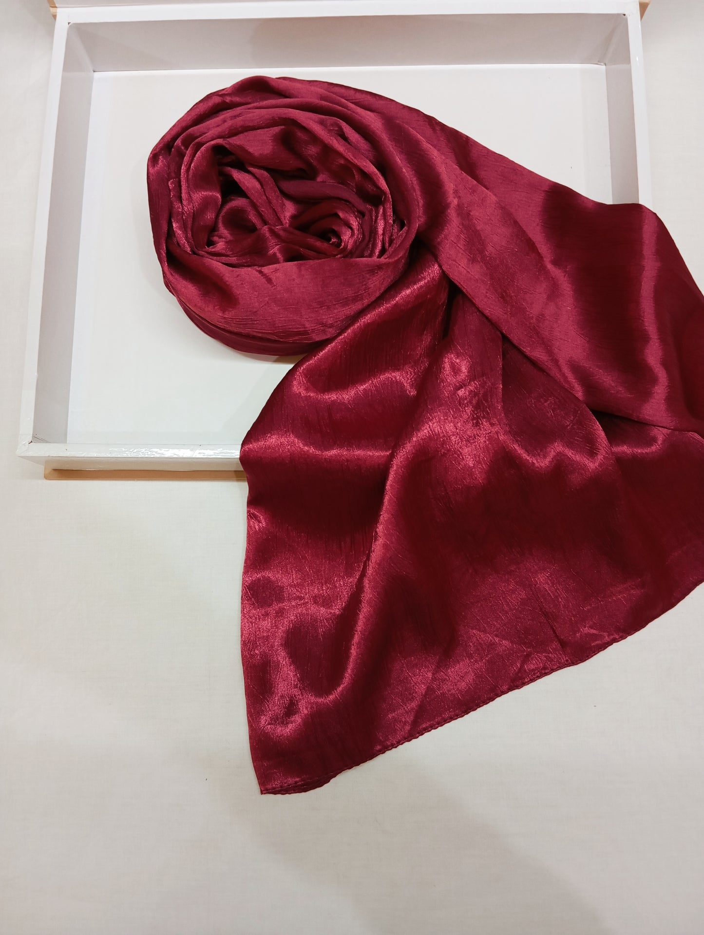 RUBY GLEAM - Red Textured crinkle silk