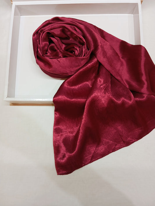 RUBY GLEAM - Red Textured crinkle silk