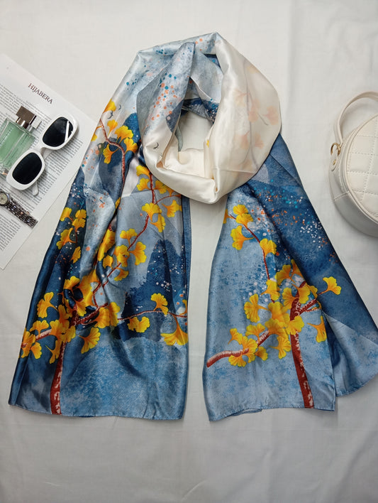 AZURE SONATA -printed satin silk