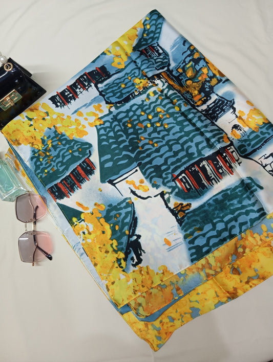 BLOSSOM FALL -printed satin silk