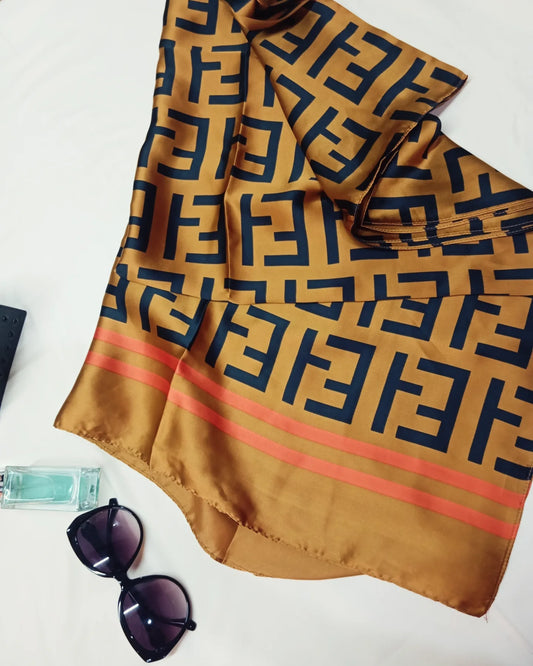 CAMEL LUXE -printed satin silk