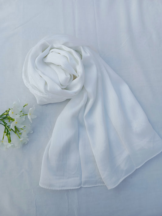 IVORY PEARL - White matte crinkle silk